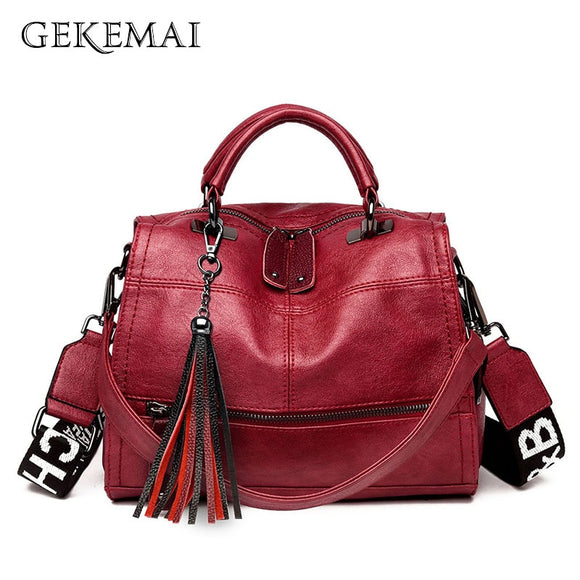 Designer Colored Strap Luxury Ladies Handbags Leather Women Messenger Bags Tassel Crossbody Bags for Female Small Shoulder Bag