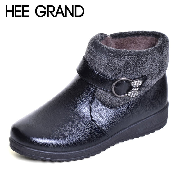 HEE GRAND Metal Decorate  Boots for Mother Shoes Woman Faux Suede  Winter Shoes Zipper Women Ankle Boots  XWX5946