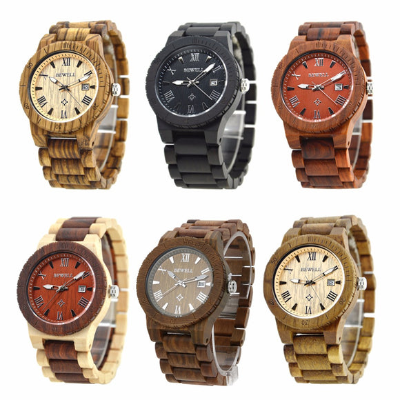 BEWELL Wood Watch Men Elegant Watches For Men Simple Wood Watch Male Luxury watches paper gift