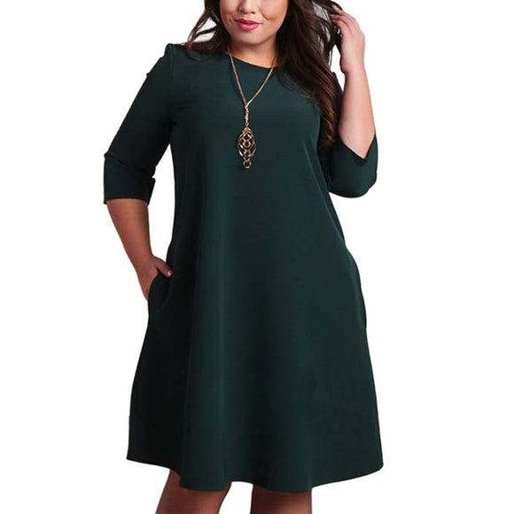L-6XL Large Size 2018 Spring Summer Dress Big Size Casual Elegance Dress Red Green Straight Dresses Plus Size Women Clothing