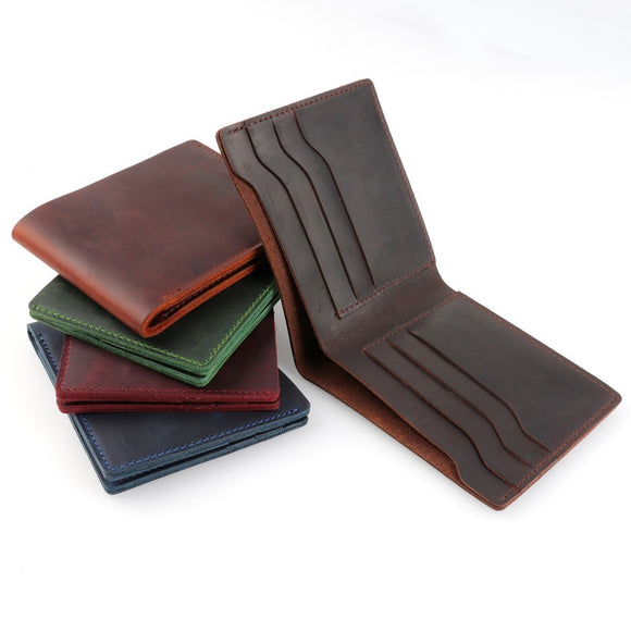 moterm 100% Genuine Leather Wallets Bifold Purse Long Wallets Vintage Crazy Horse Leather Clutch Male wallets Retro men wallets