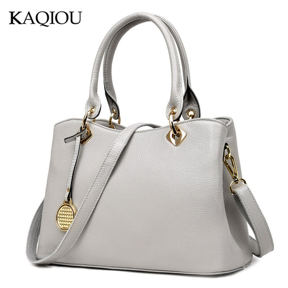 KAQIOU New 100% Genuine Leather Handbags Luxury Women Totes High Quality Shoulder Messenger Bags Ladies Large Bolsos Mujer