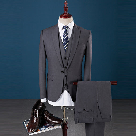 2018 Luxury Brand Mens Suits Slim Fit Wedding Suits For Men Good Quality Male Suit 3 Pieces (Jacket+Vest+Pant)