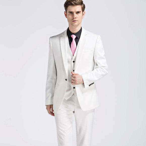 2017 Brand Luxury Gentleman Style Wedding Dress Mens New Designer Tailor White Classic Prom Men Suits (Jacket+Vest+Pants
