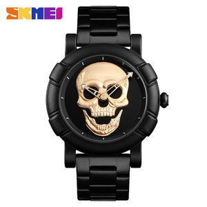 SKMEI Skull Quartz Men's Watch Men Creativity Watches Stainless Steel Male Water Resistant Wristwatch Relogio Masculino 9178