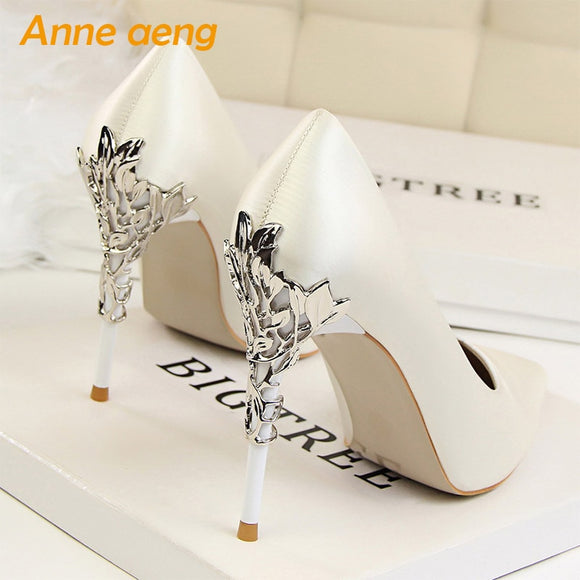 2019 New Women Pumps High Thin Heel Pointed Toe Shallow Sexy Ladies Bridal Wedding Women Shoes White High Heels Female Pumps